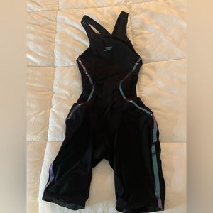 speedo kneeskin fastskin open back lzr racer x size 20 black